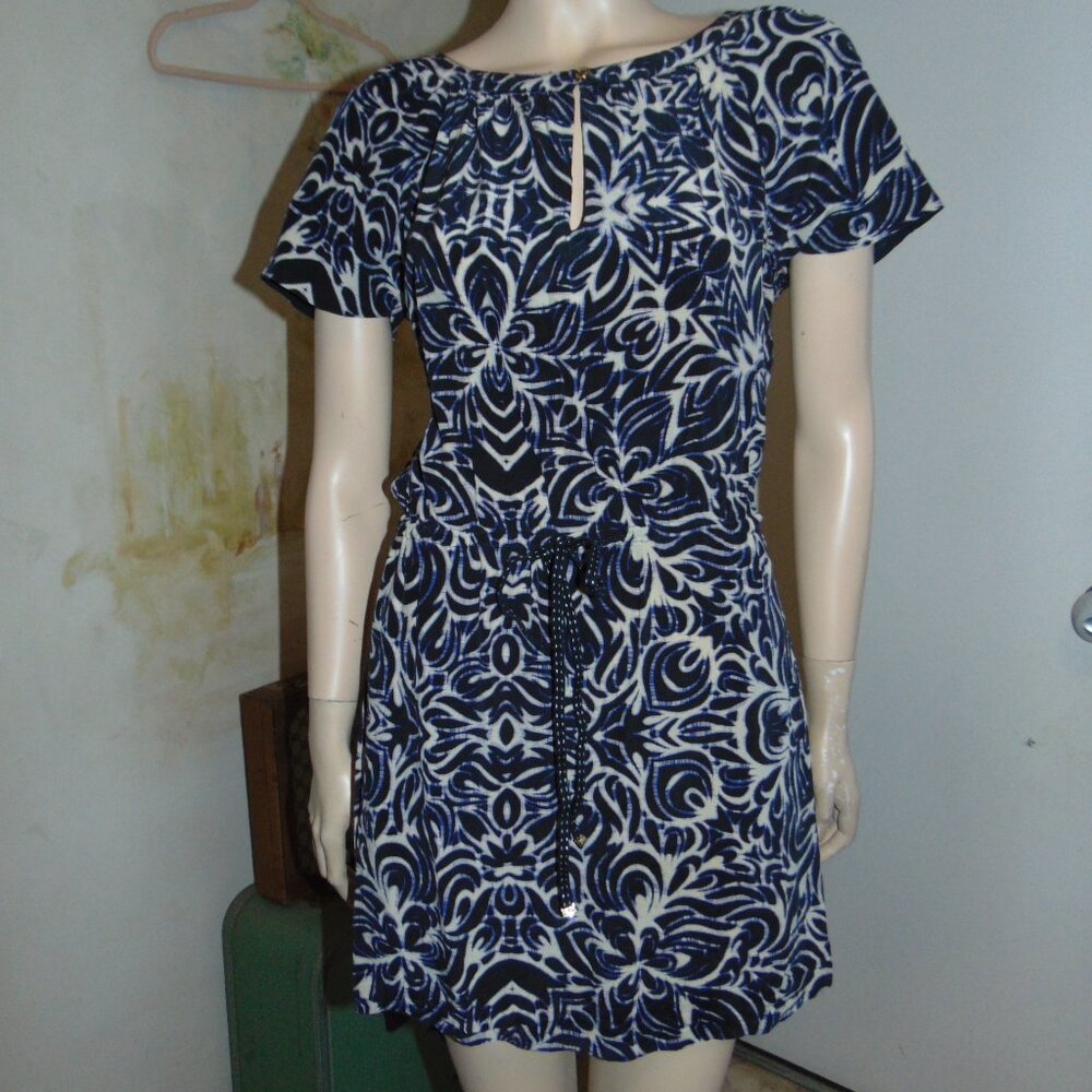 Juicy Couture Silk Dyed Tribal Abstract Floral Coastal Casual Boho Mini Dress 4